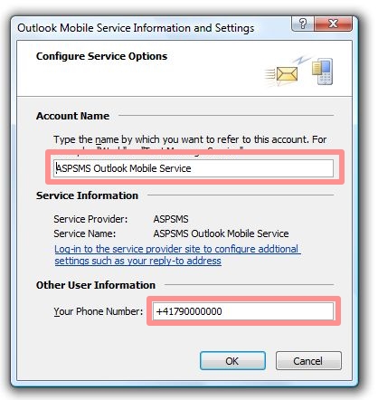 Outlook Mobile Service Information and Settings